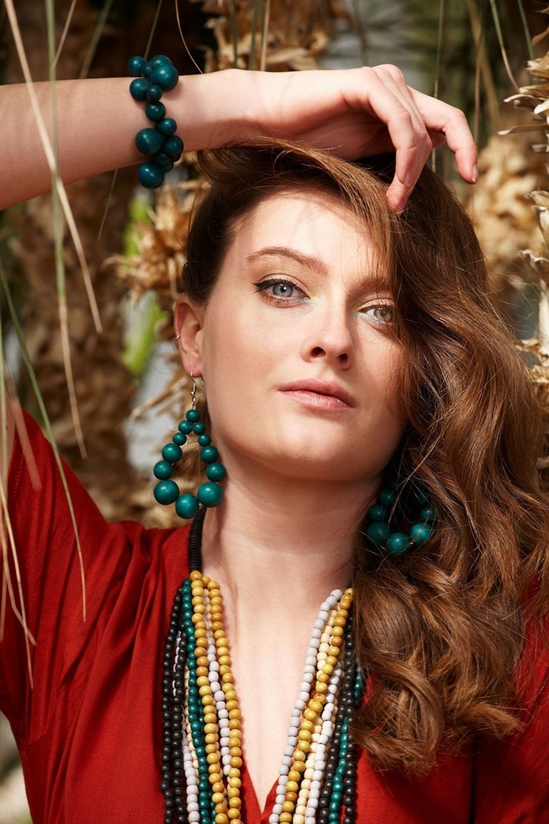 Collana Gongguan lunga legno - bianco - Bijondo