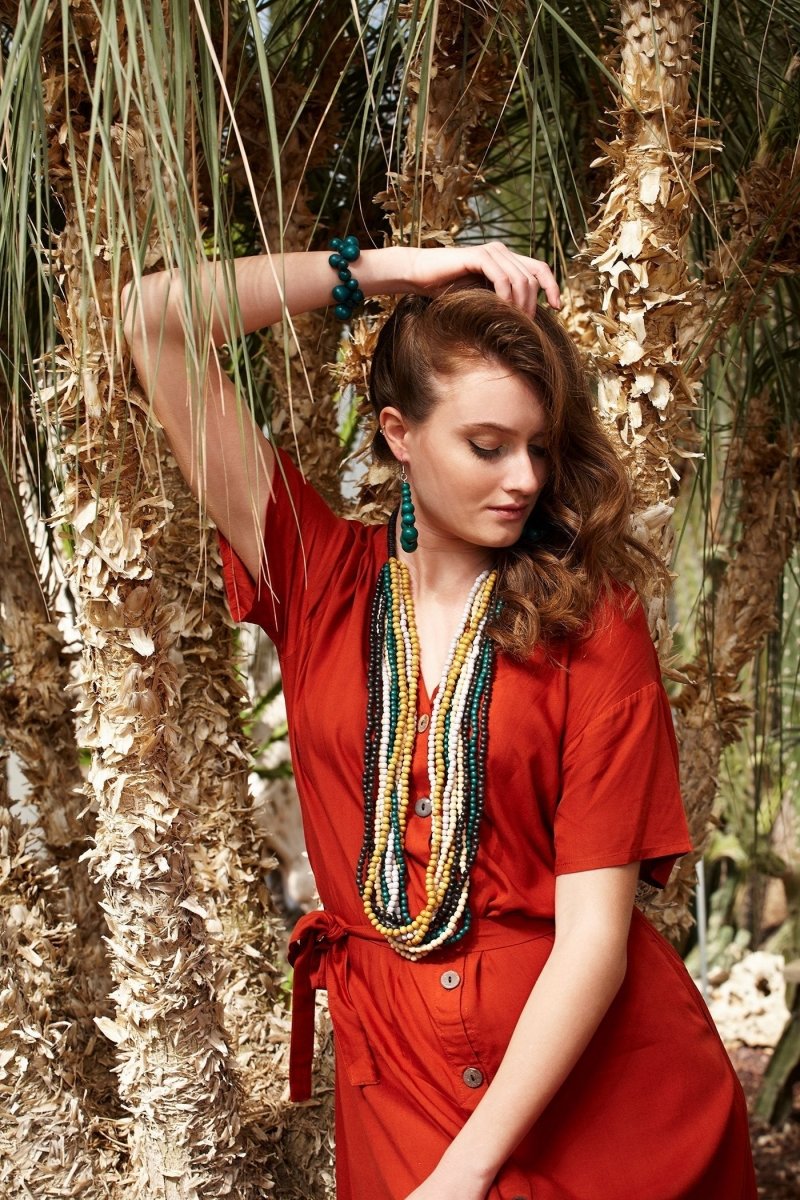 Collana Gongguan lunga legno - grigio - Bijondo