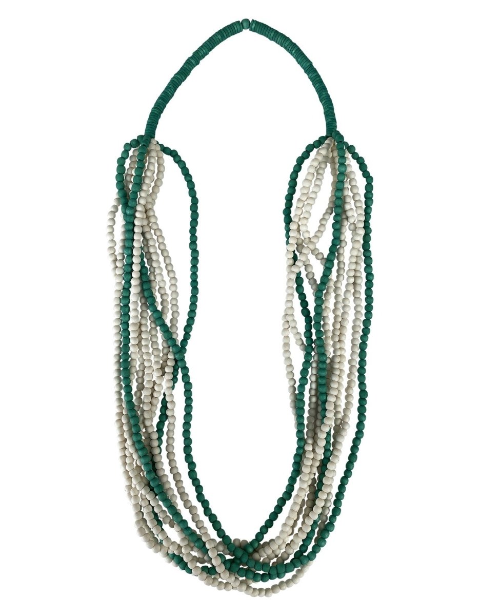 Collana Gongguan lunga legno - bianco - Bijondo