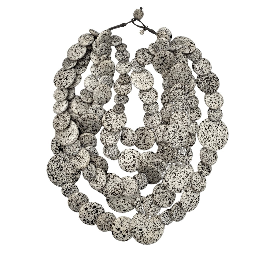 Collana Guinea legno leggera - bianco screziato - Bijondo