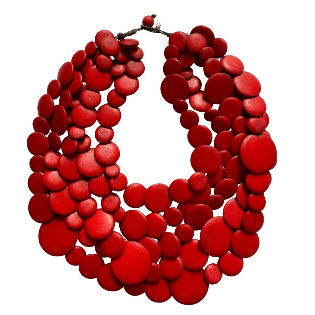 Collana Guinea legno leggera - rosso - Bijondo