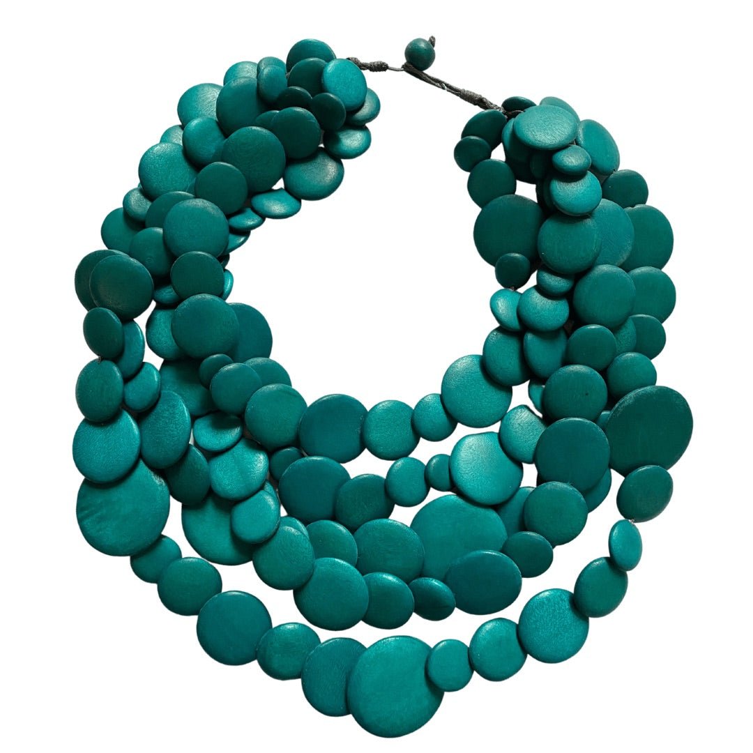 Collana Guinea legno leggera - petrolio - Bijondo