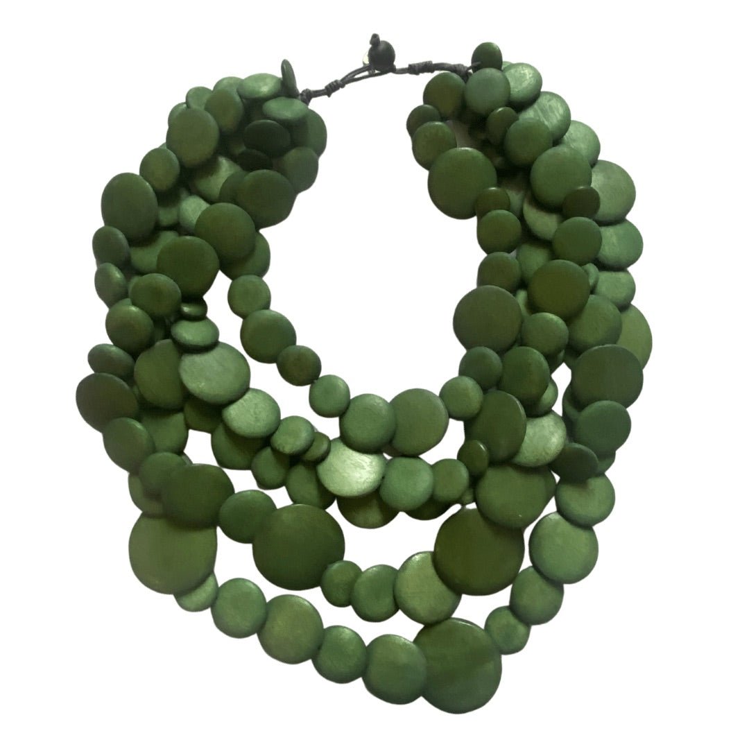 Collana Guinea legno leggera - verde oliva - Bijondo