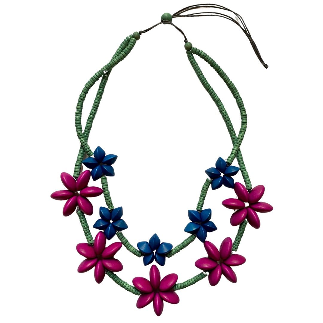 Collana Hawaii legno regolabile - fucsia - Bijondo