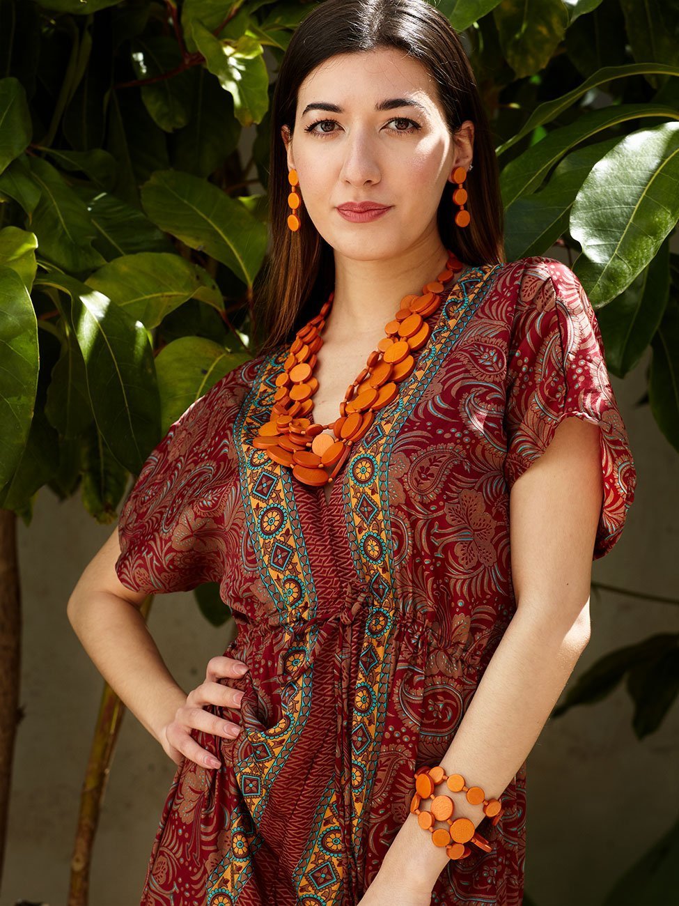 Collana Italia legno - arancione - Bijondo