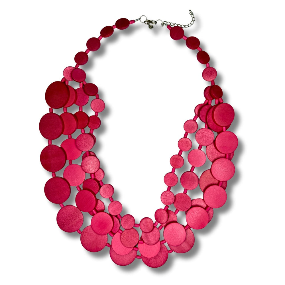 Avalaya Collana Lunga In Legno Rosso 70 Cm - Perline Graduate Lucide Con Distanziatori Argento, Gioiello Etnico E Naturale, Accessorio Casual E Da Sera, Senza Chiusura - 3