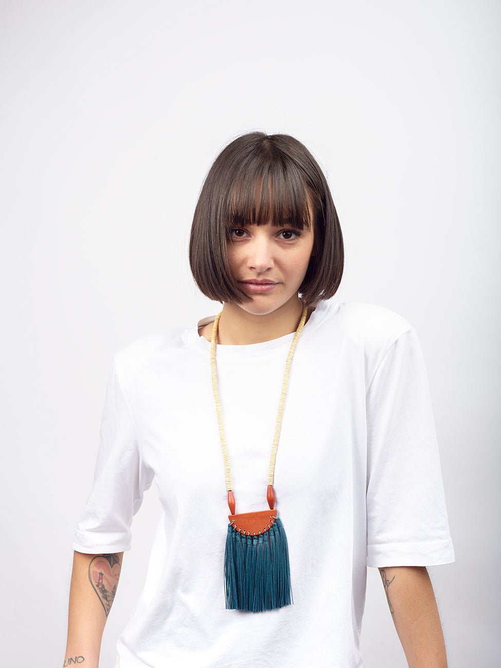 Collana Legno Boho Es Vedrá - petrolio - Bijondo