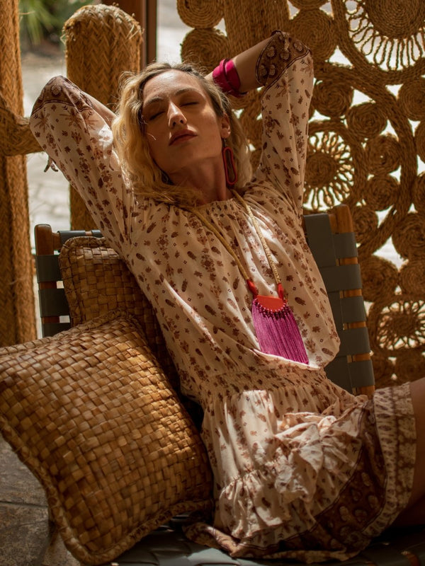 Collana Legno Boho Es Vedrá - fucsia - Bijondo