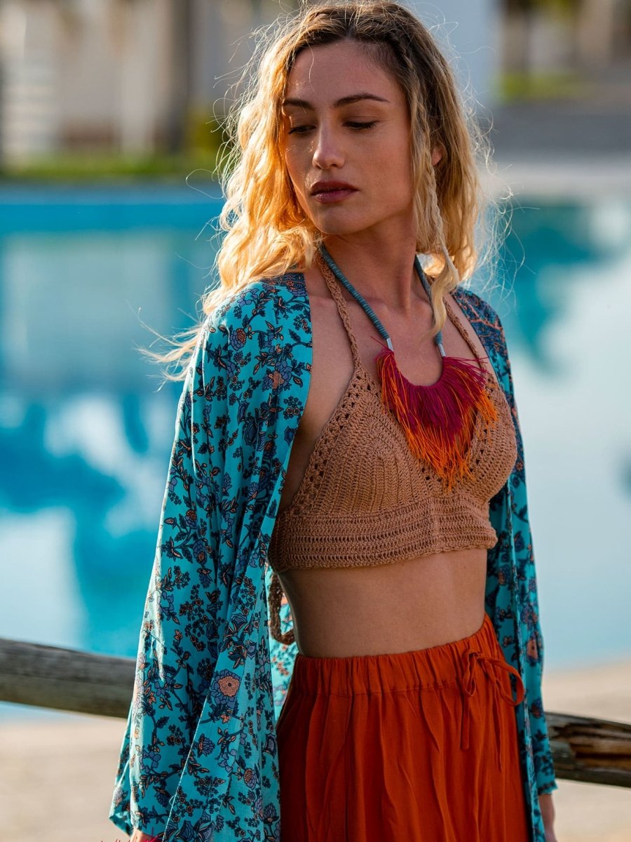 Collana Legno Boho Notre Dame - blu - Bijondo