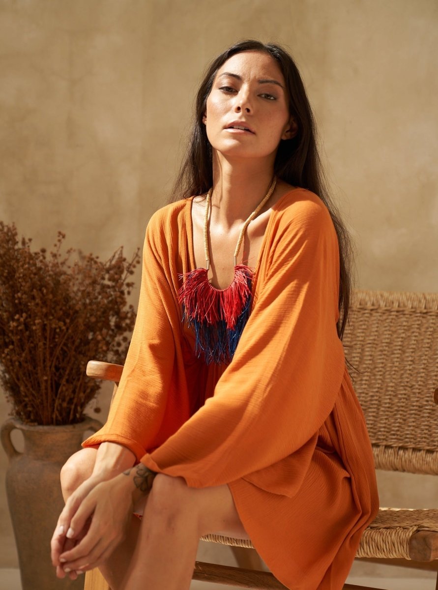 Collana Legno Boho Notre Dame - blu - Bijondo