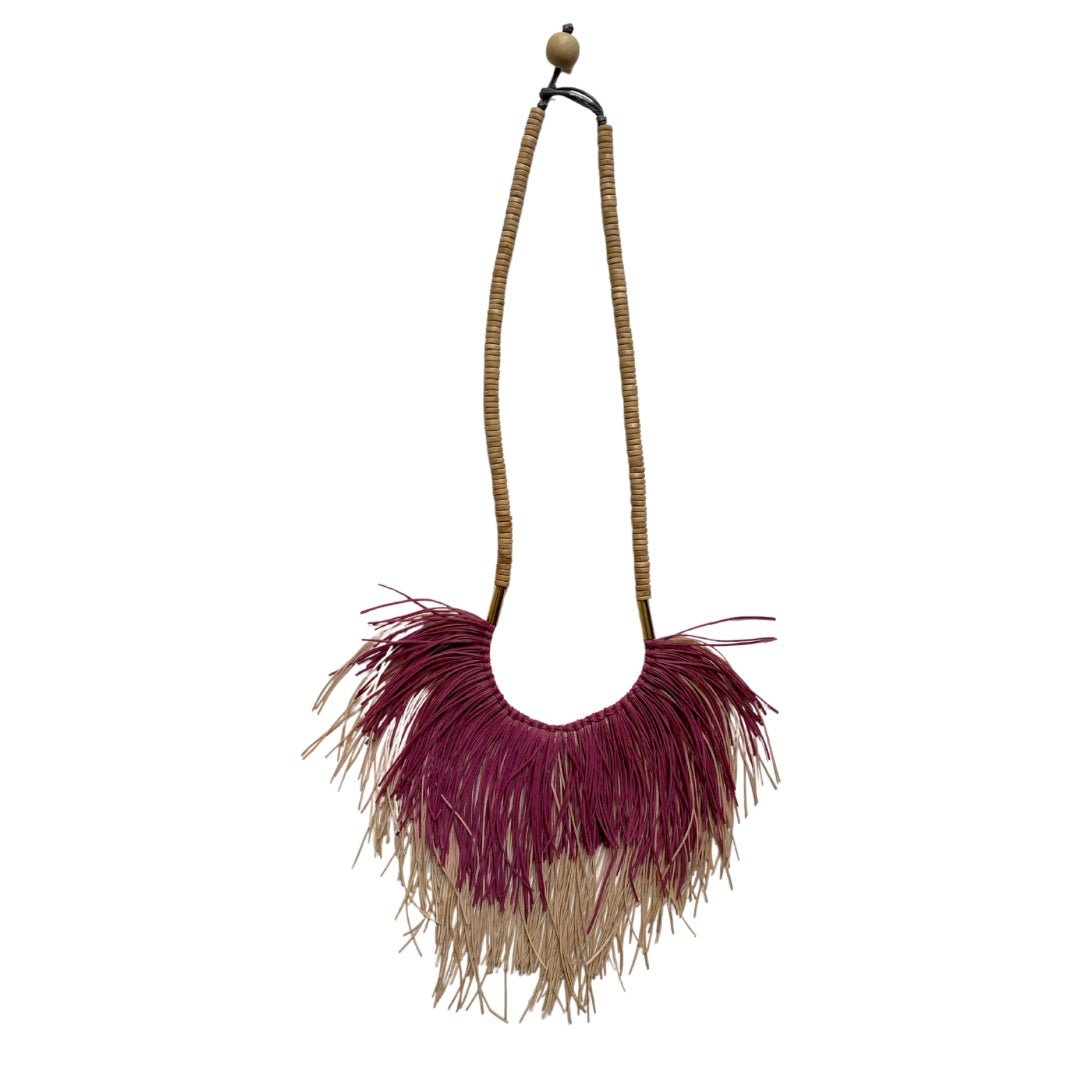 Collana Legno Boho Notre Dame - magenta - Bijondo