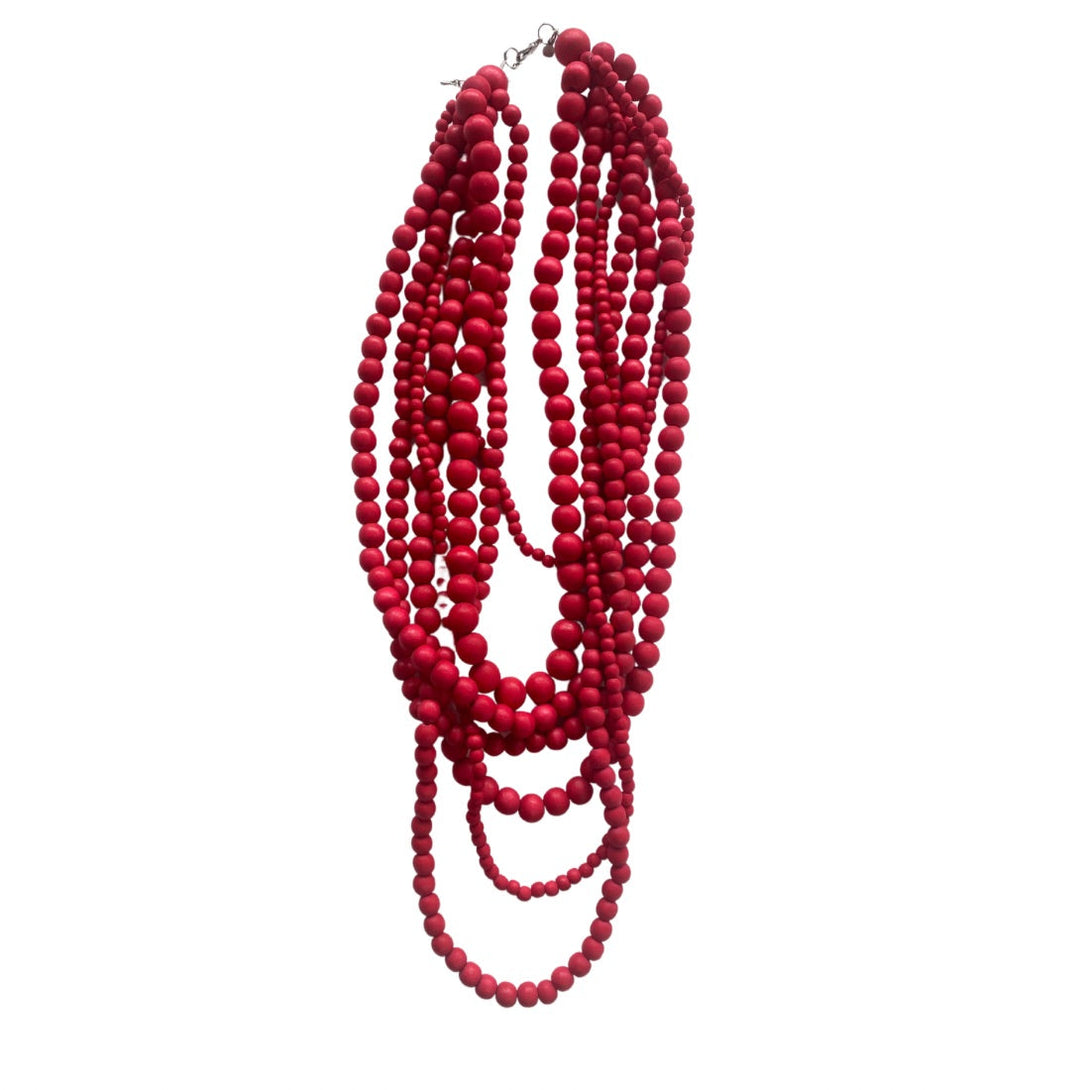 Collana Legno Brasile-rosso fragola-Bijondo