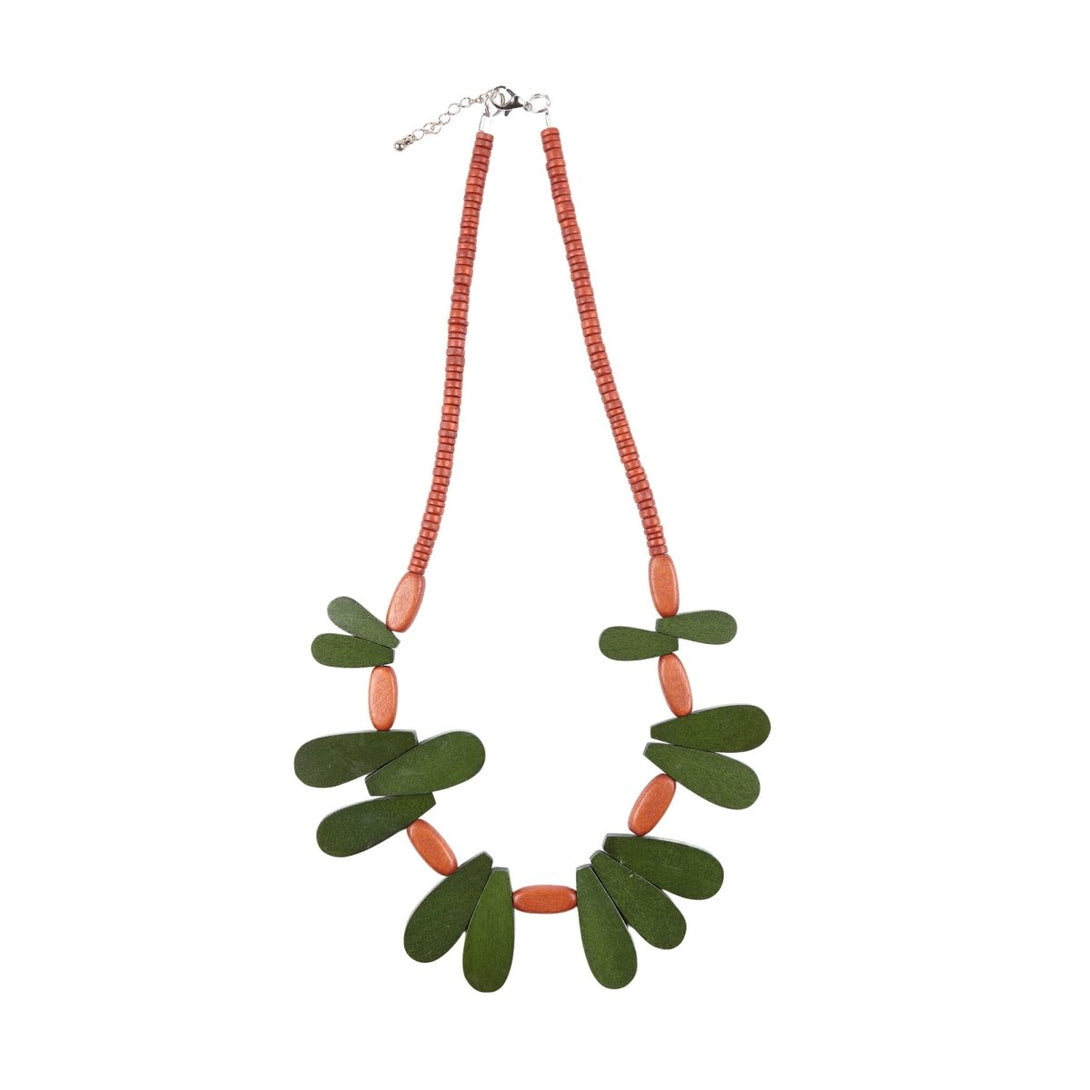 Collana Legno Corta Petaloudes - verde - Bijondo