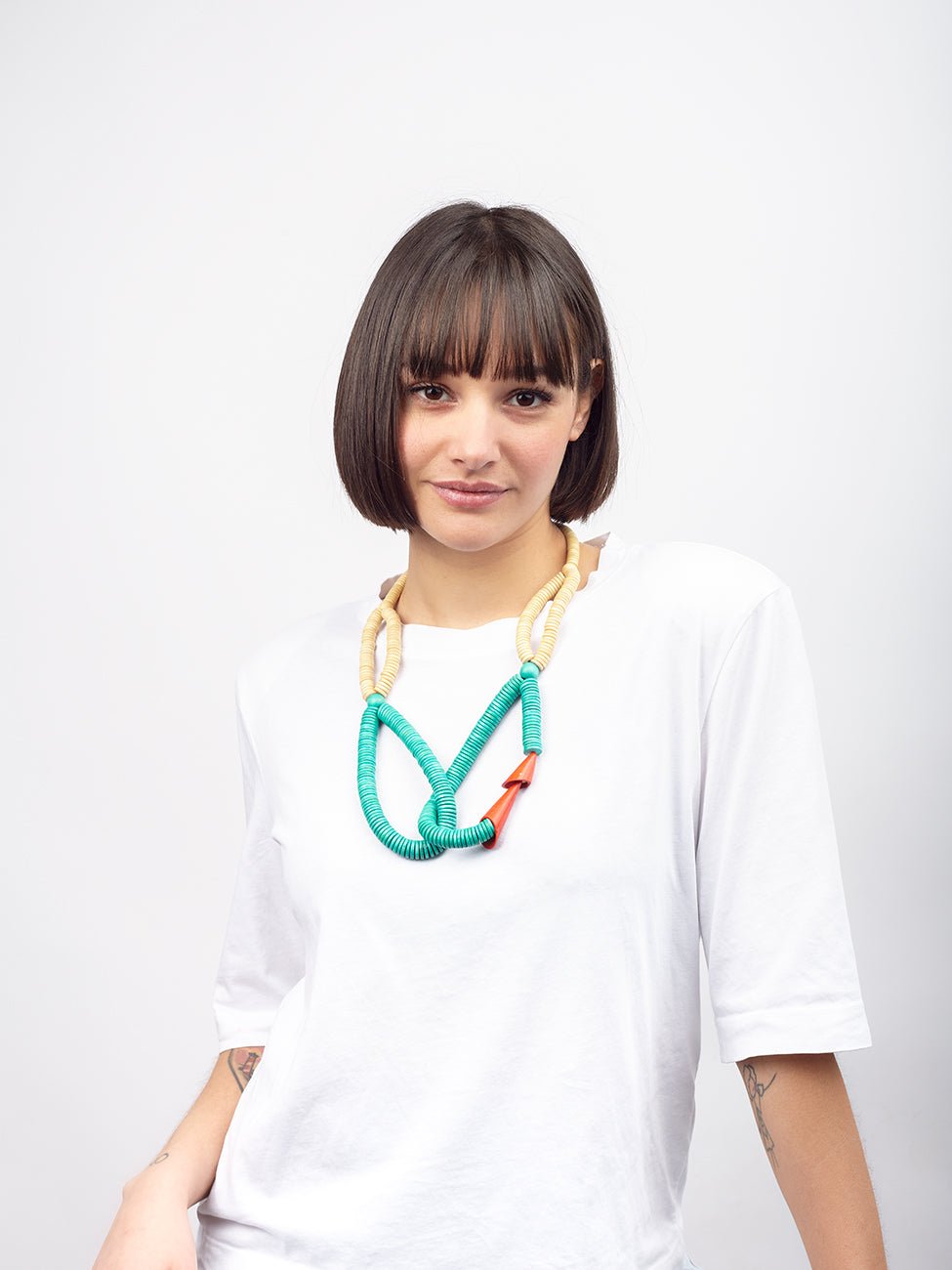 Collana Legno Corta Wat Pho - smeraldo - Bijondo