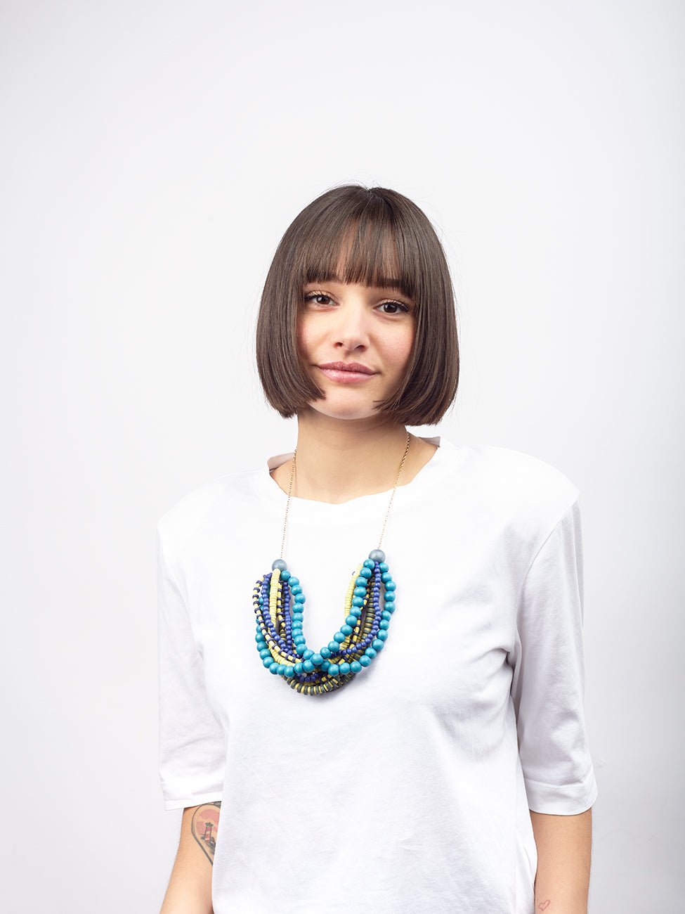 Collana Legno Lunga Chefchaouen - azzurro - Bijondo