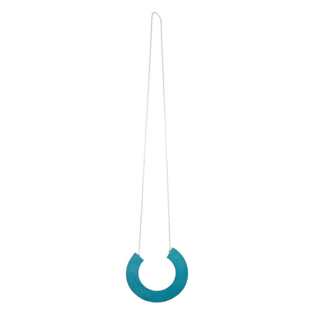 Collana Legno Lunga Ciondolo Esfahan - azzurro - Bijondo