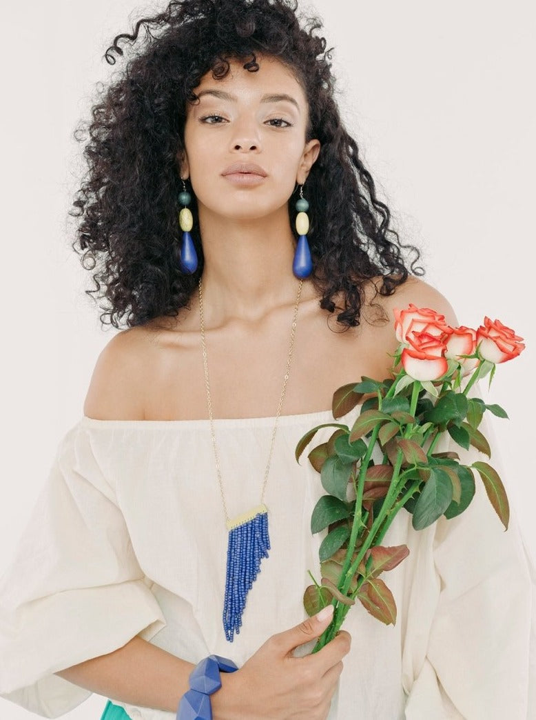 Collana Legno Lunga Ciondolo Trinidad - viola - Bijondo