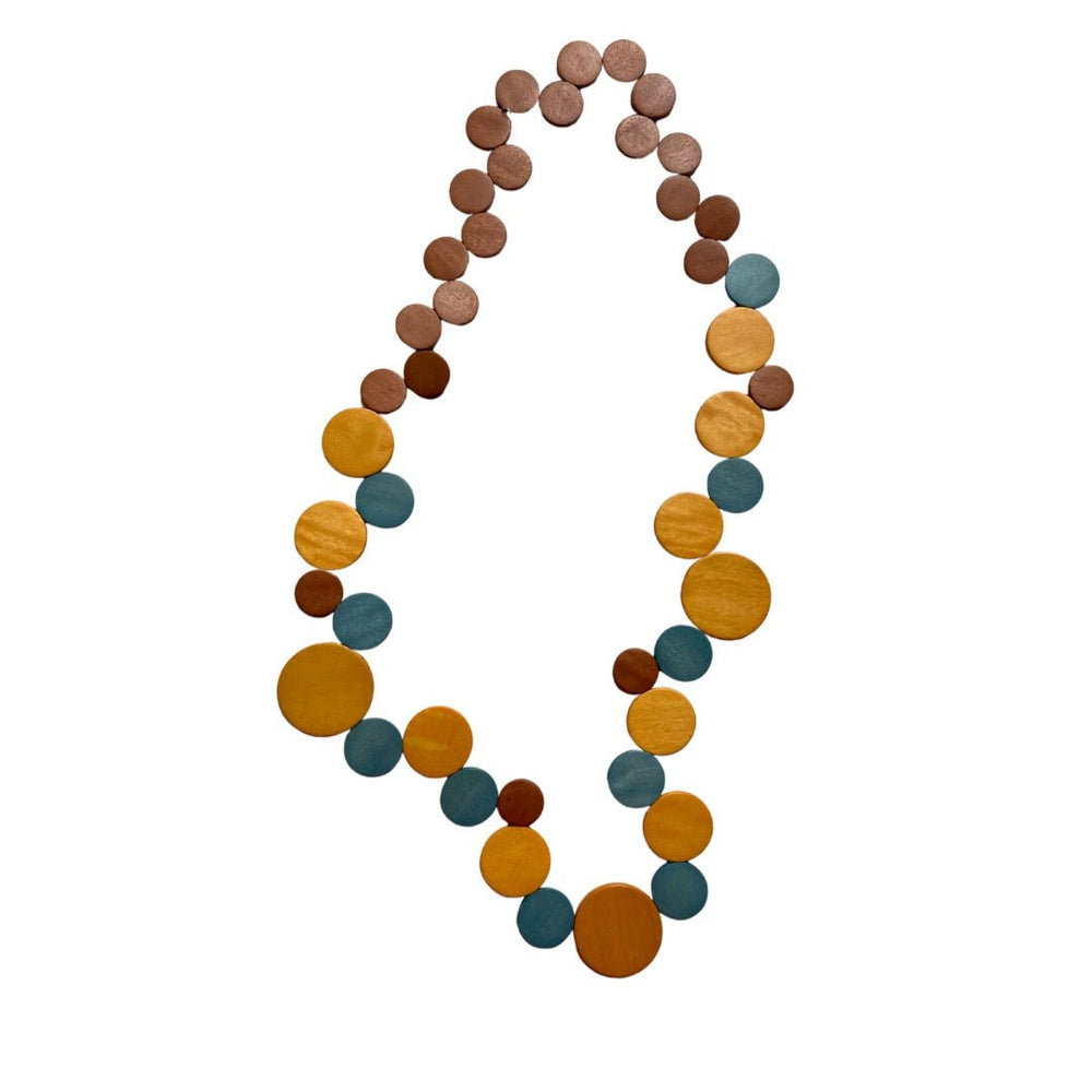 Avalaya Splendida collana lunga con perline rotonde in legno, lunga 70 cm, Misura unica, Legno