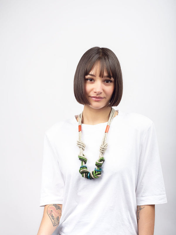 Collana Legno Lunga Sagrada Familia - verde - Bijondo