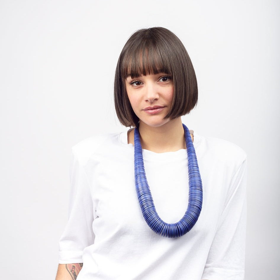 Collana Legno Lunga Taj Mahal - petrolio - Bijondo