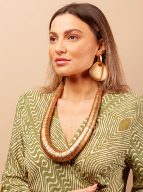 Collana Lunga Avalaya In Legno Graduato Arancione – 70 Cm, Fatta A Mano, Stile Casual