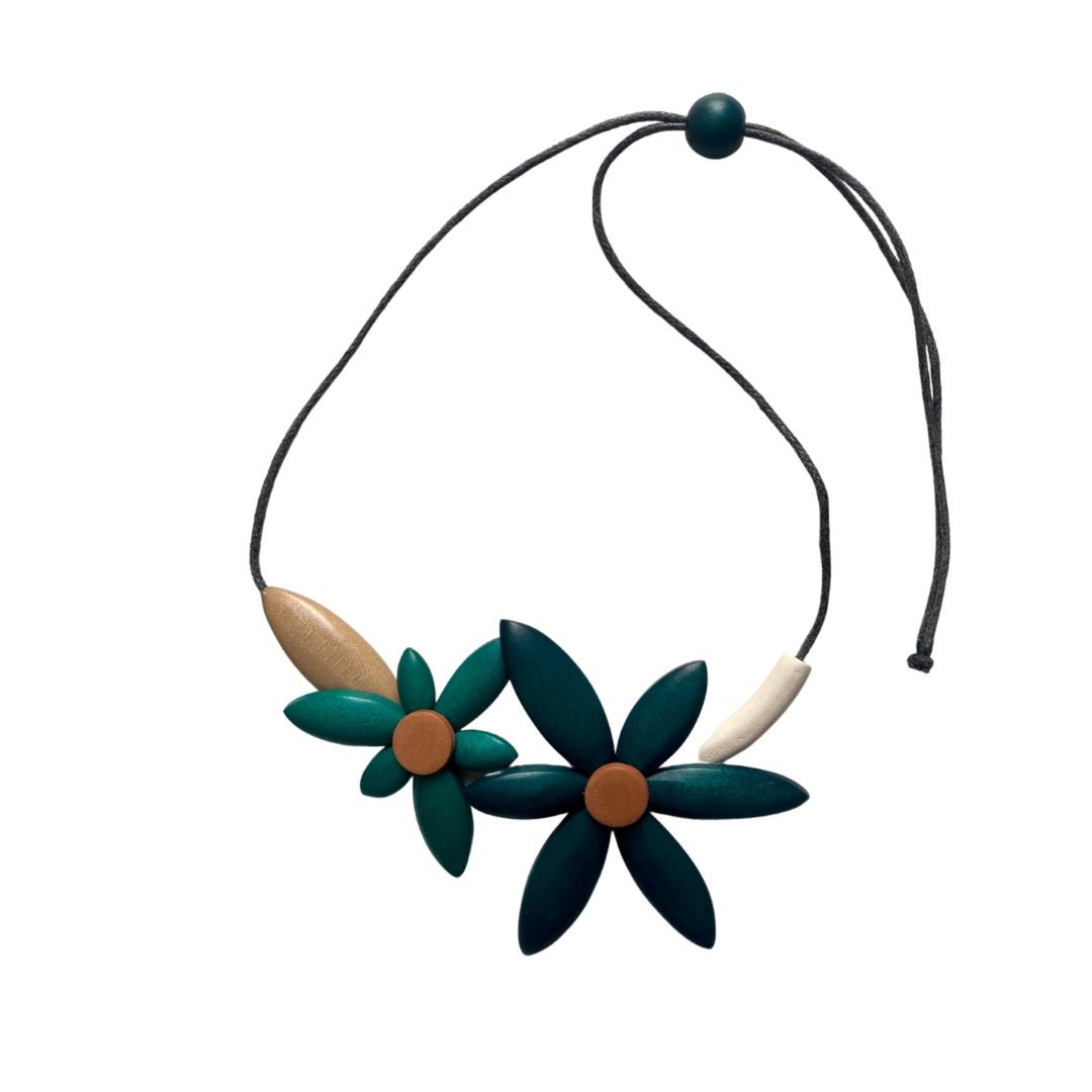 Collana Legno Regolabile Keukenhof - petrolio - Bijondo