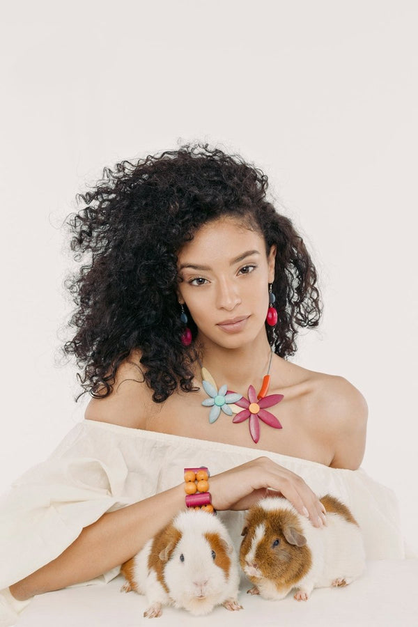 Collana Legno Regolabile Keukenhof - fucsia - Bijondo