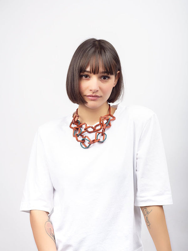 Collana Legno Regolabile Stonehenge - ruggine - Bijondo