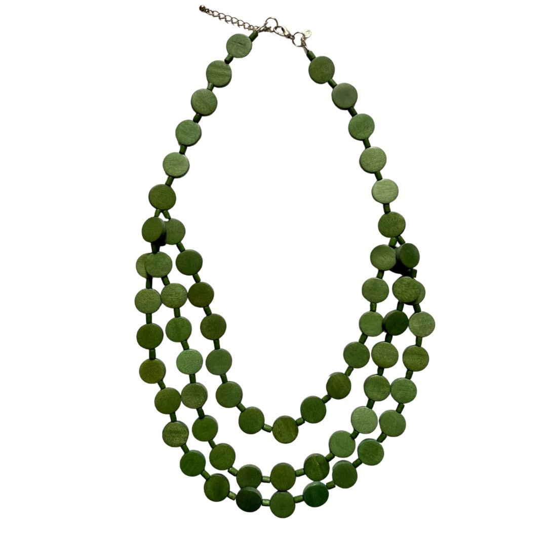 Collana Little Italy legno - verde oliva - Bijondo