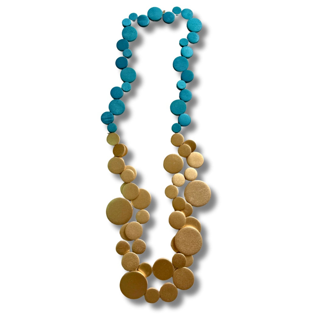 Collana Maiana legno lunga metallic-collana-Bijondo-Petrolio-Bijondo