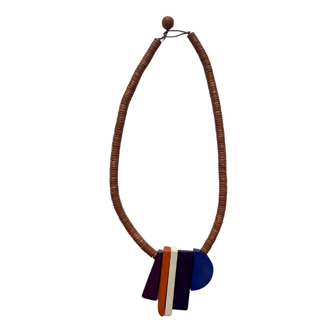 Collana Serbia legno e resina corta - blu scuro - Bijondo