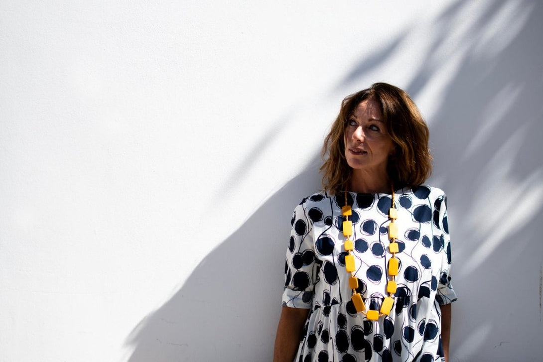 Collana Slovenia legno lunga - petrolio - Bijondo