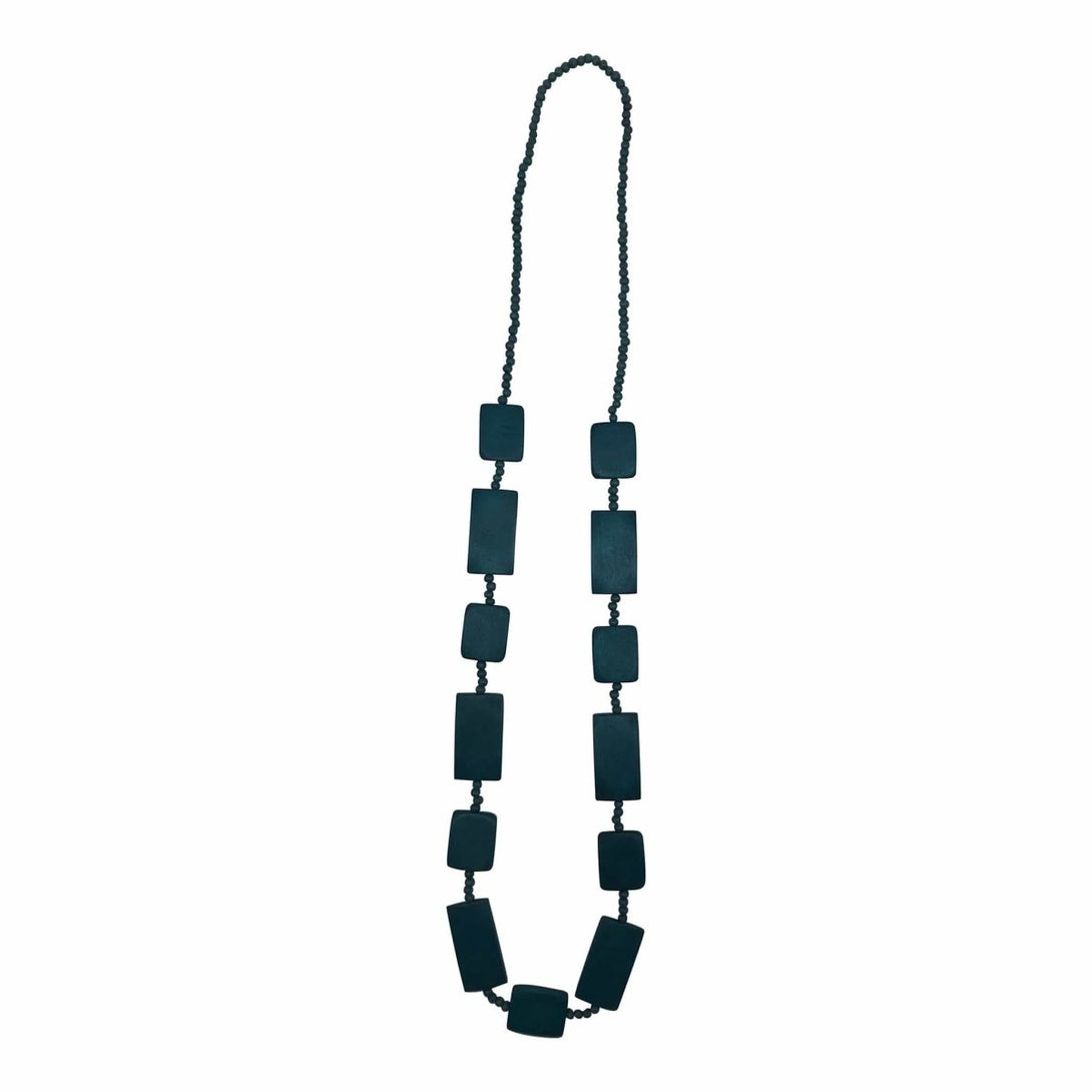 Collana Slovenia legno lunga - petrolio - Bijondo