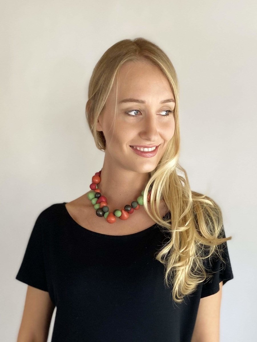 Collana Tibet legno regolabile - rosso - Bijondo