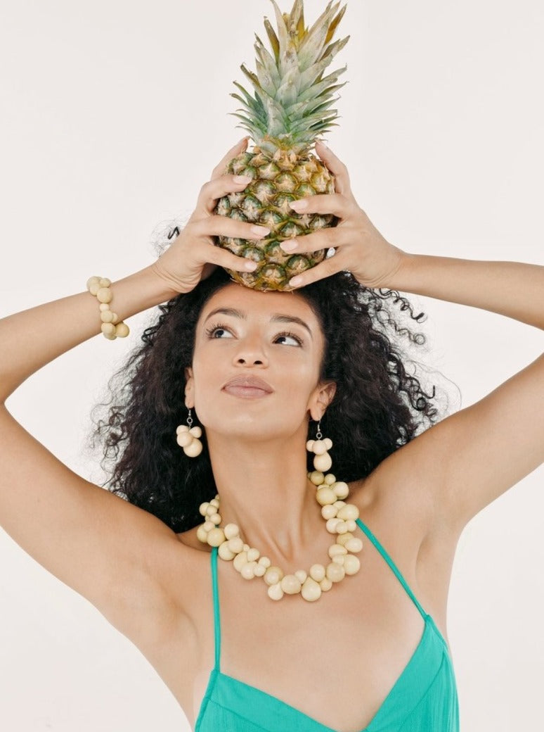 Collana Tibet legno regolabile - giallo - Bijondo