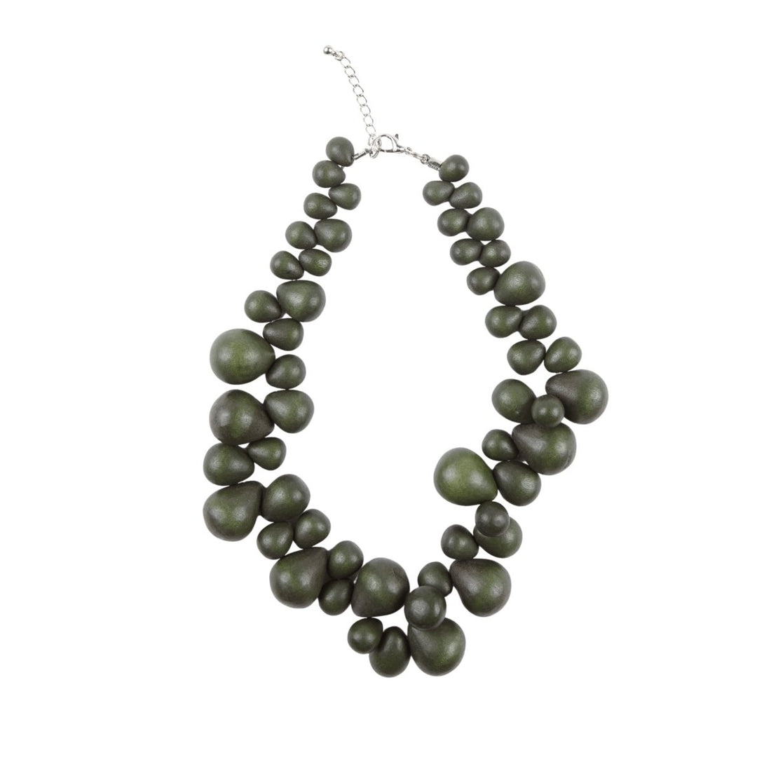 Collana Tibet legno regolabile - verde oliva - Bijondo
