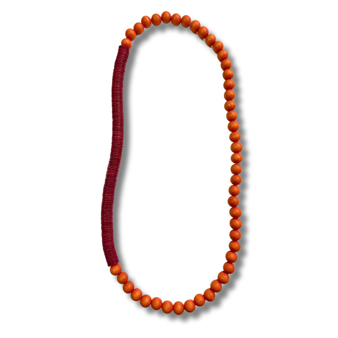 Collana Tunisia lunga legno-collana-Bijondo-arancione-Bijondo