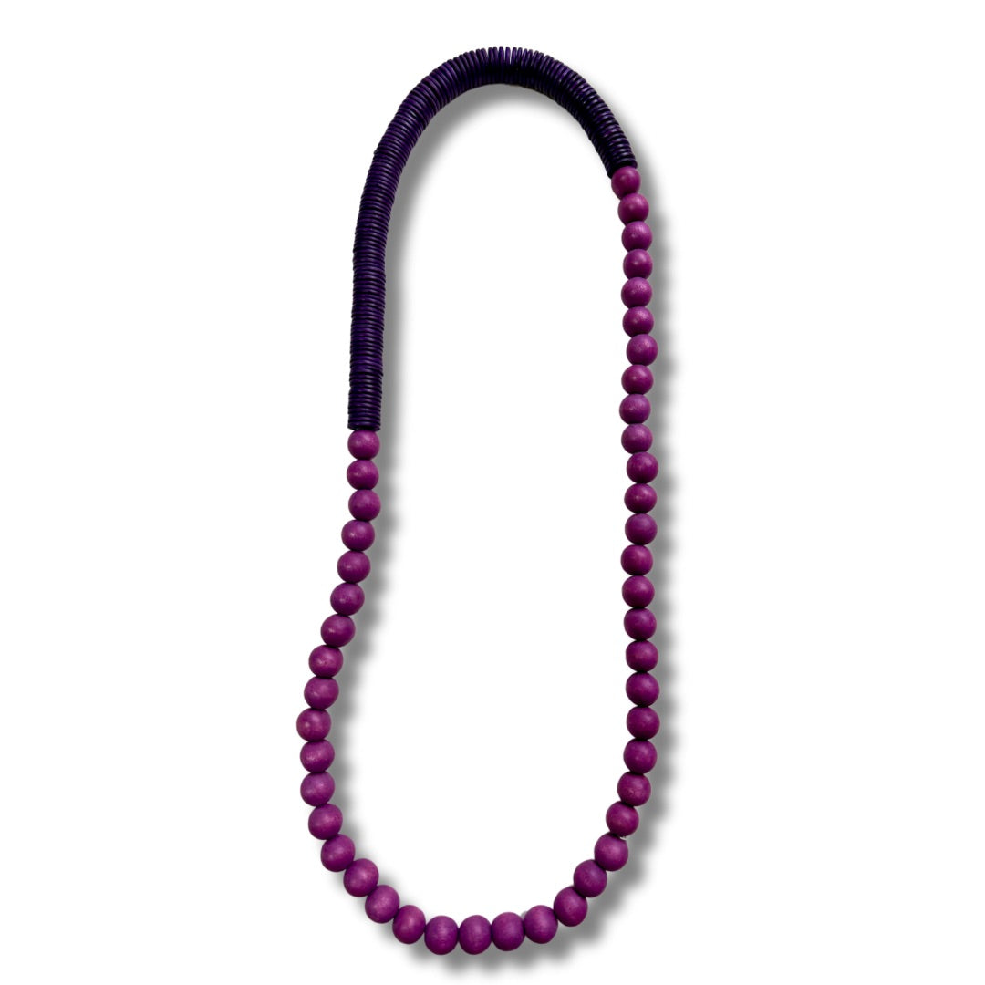 Collana Tunisia lunga legno-collana-Bijondo-malva-Bijondo
