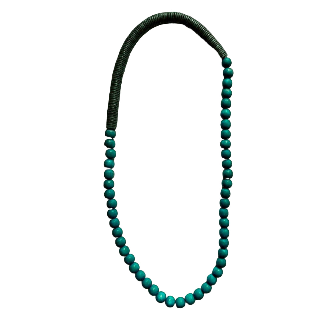 Collana Tunisia lunga legno-collana-Bijondo-smeraldo-Bijondo