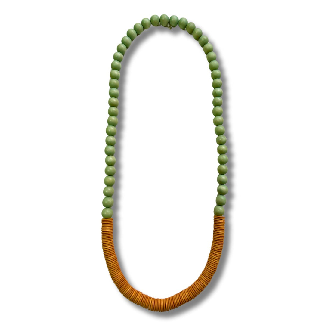 Collana Tunisia lunga legno-collana-Bijondo-verde-Bijondo