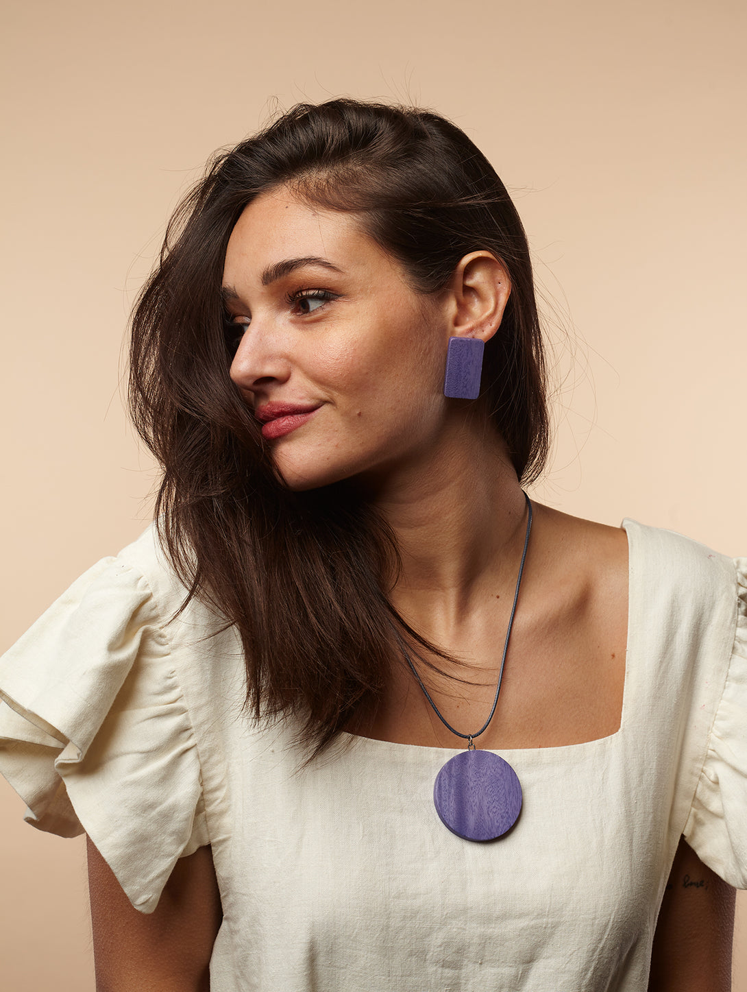 Collana ciondolo, legno, colorata Kelly-Collana-Bijondo-Viola-Bijondo