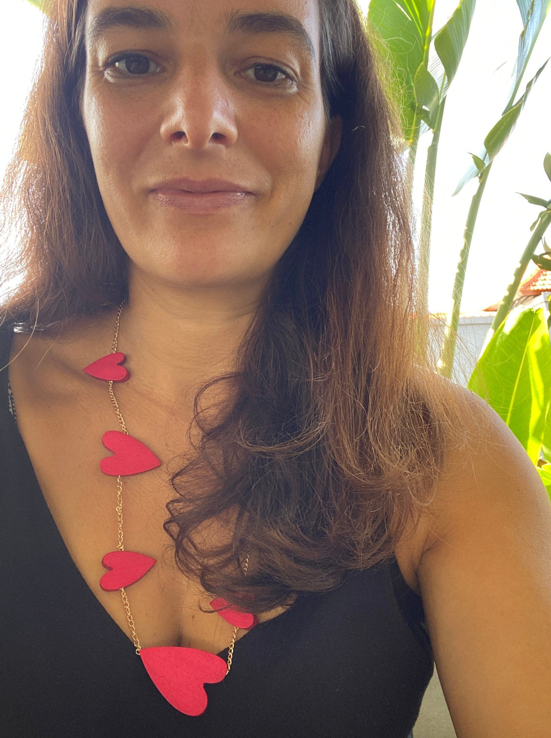 Collana con cuori di legno Love-fuchsia-Bijondo