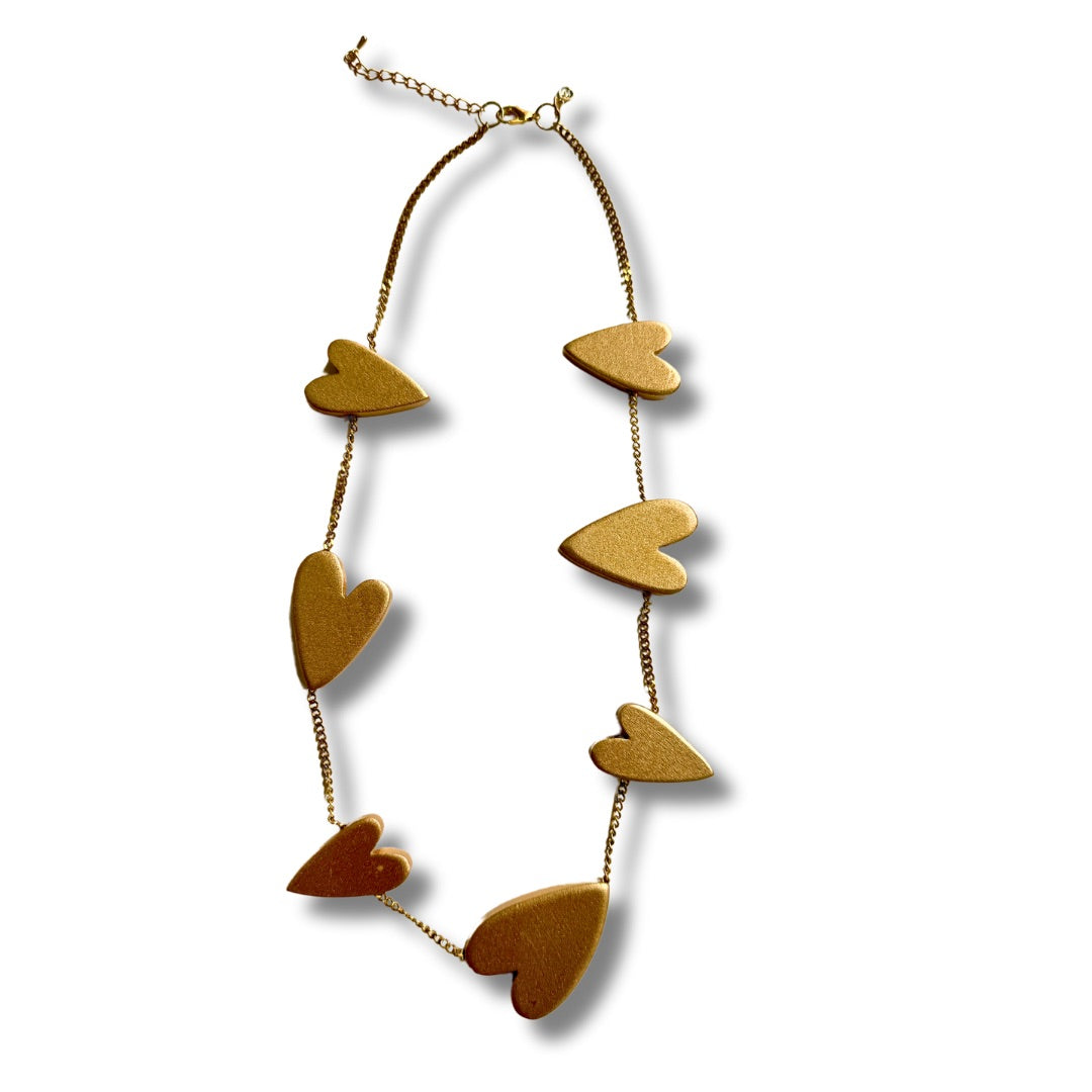 Collana con cuori di legno Love metallic-collana-Bijondo-Oro-Bijondo