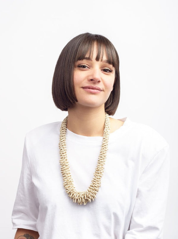 Collana cordone vetro Creta - beige - Bijondo