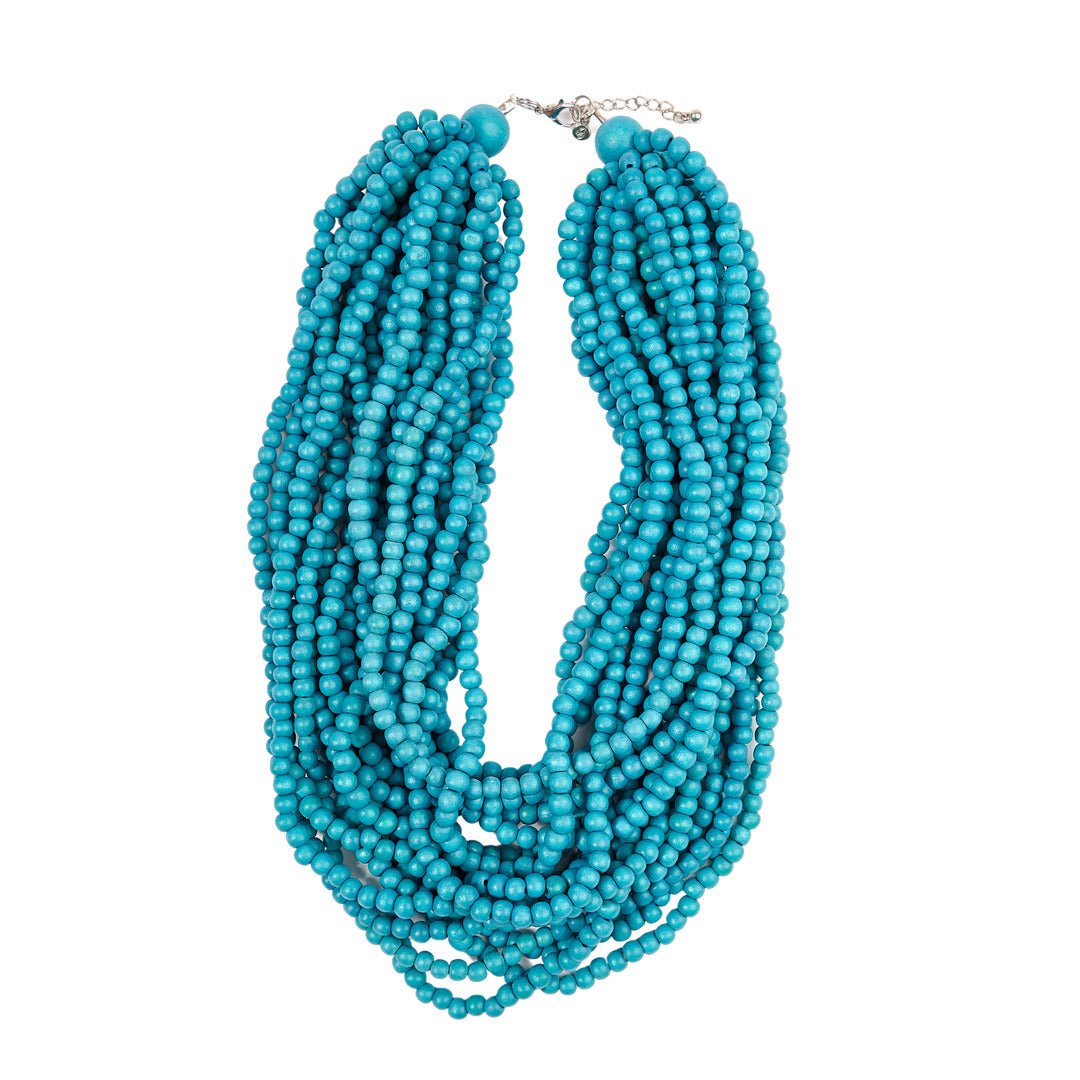 Collana corta Mali legno - fucsia - Bijondo