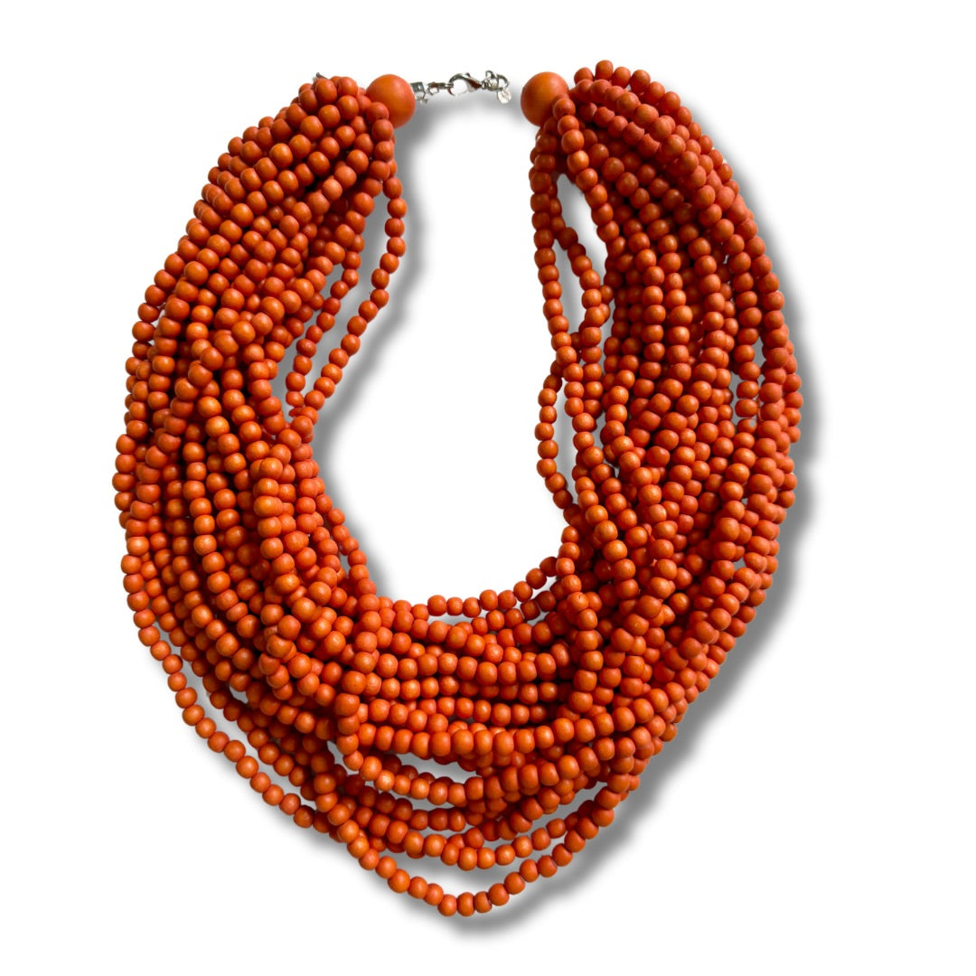 Collana corta Mali legno-collana-EW-arancione-Bijondo