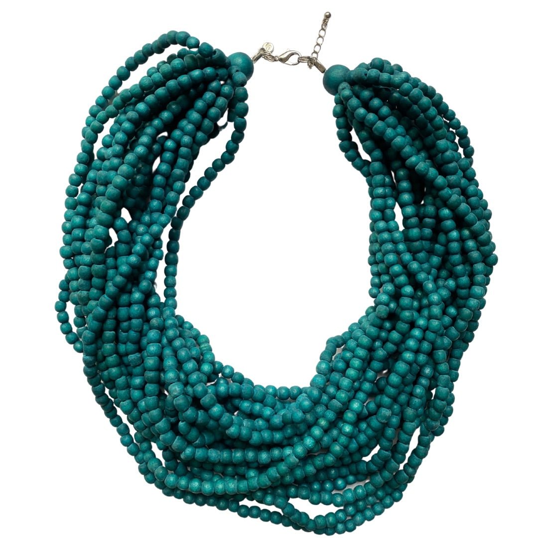 Collana corta Mali legno - petrolio - Bijondo