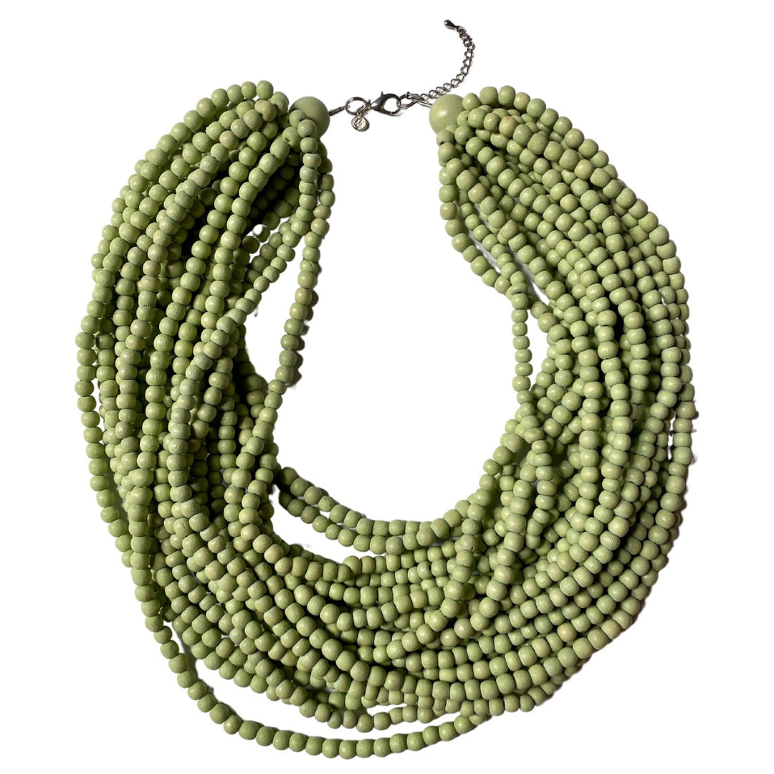 Collana corta Mali legno-verde chiaro-Bijondo
