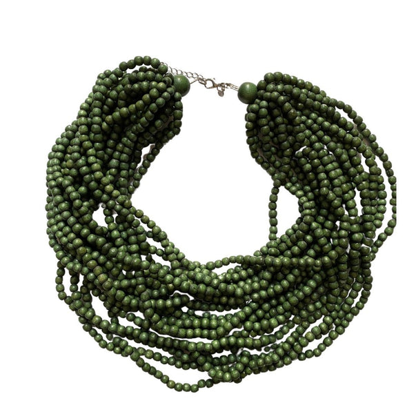 Collana corta Mali legno - verde oliva - Bijondo