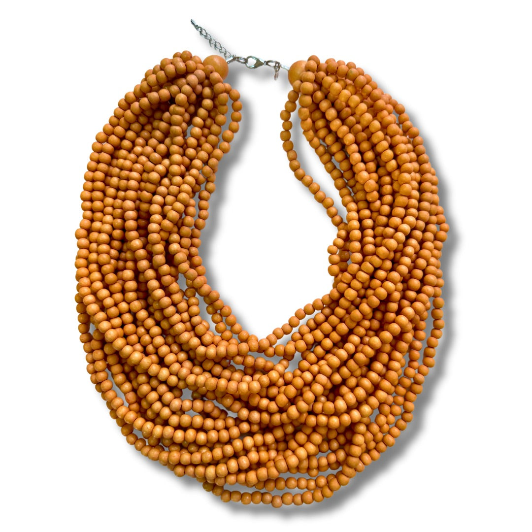 Collana corta Mali legno-collana-EW-zafferano-Bijondo